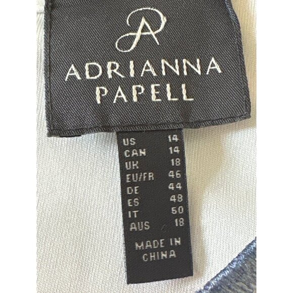 Adrianna Papell NWT $159 Blue Leaf Embroidered A-Line Dress, Women's Size 14 - Picture 9 of 12